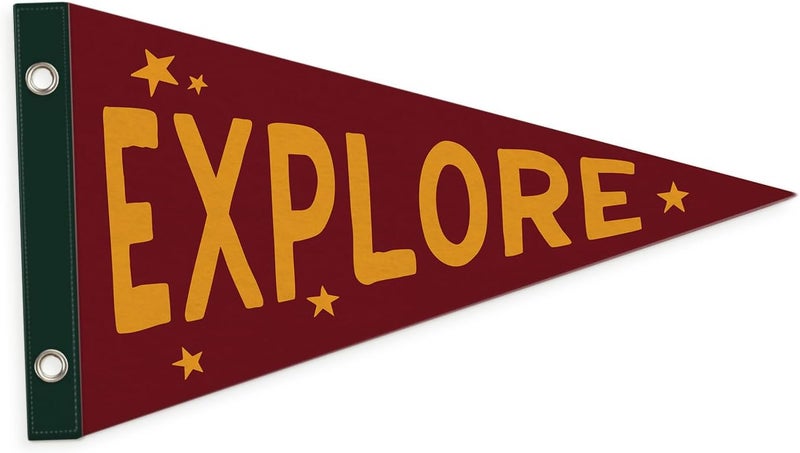 MOFUYU Boy Room Decor,Baby Boy Nursery Decor Wall Felt Pennants Banners Flags,Explore Adventure Camping Wall Hanging Decor for Kids Toddler Boys Nursery Room Bedroom Playroom 7.4x14 Inch - Image 1
